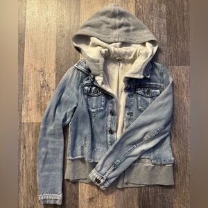 Women’s Free People layered distressed hoodie/jean jacket